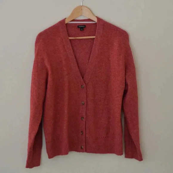 TORRID Cardigan V-Neck Drop Shoulder Sweater In Dark Coral Size 00 (10) - Picture 1 of 5